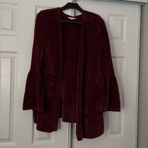 LC Lauren Conrad Deep Red Open Front Cardigan